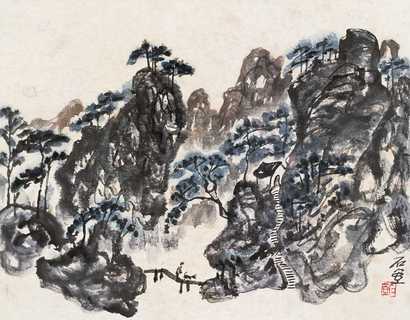 陈子庄 山水 镜心